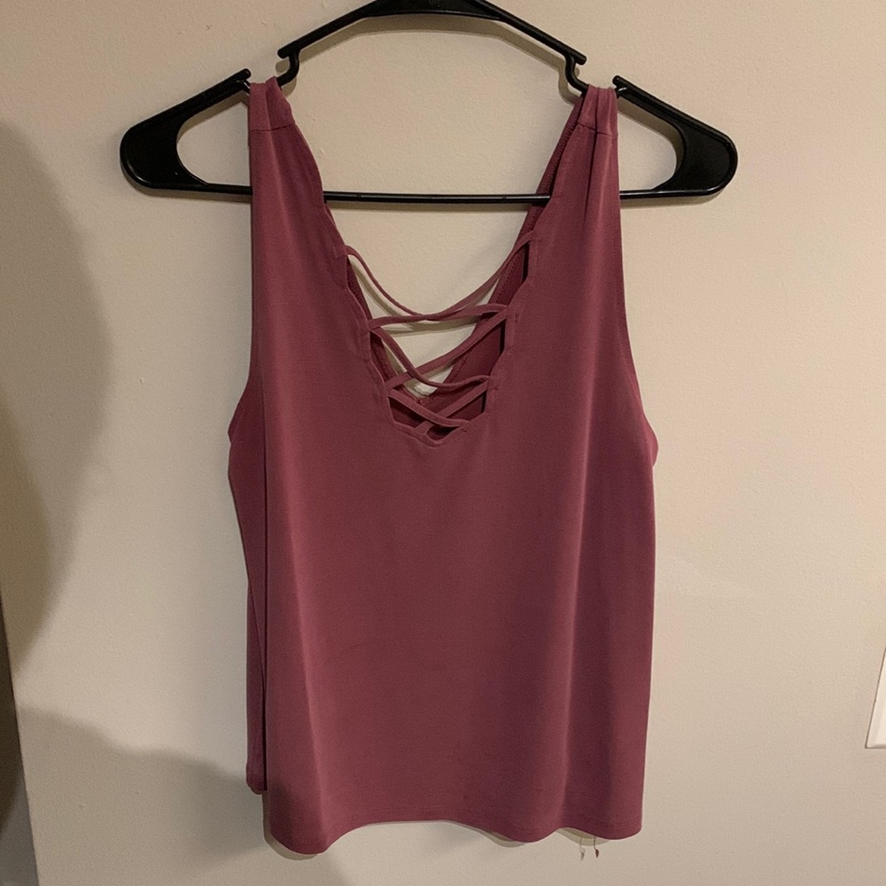 American Eagle • Suede Purple Criss-Cross Tank Top